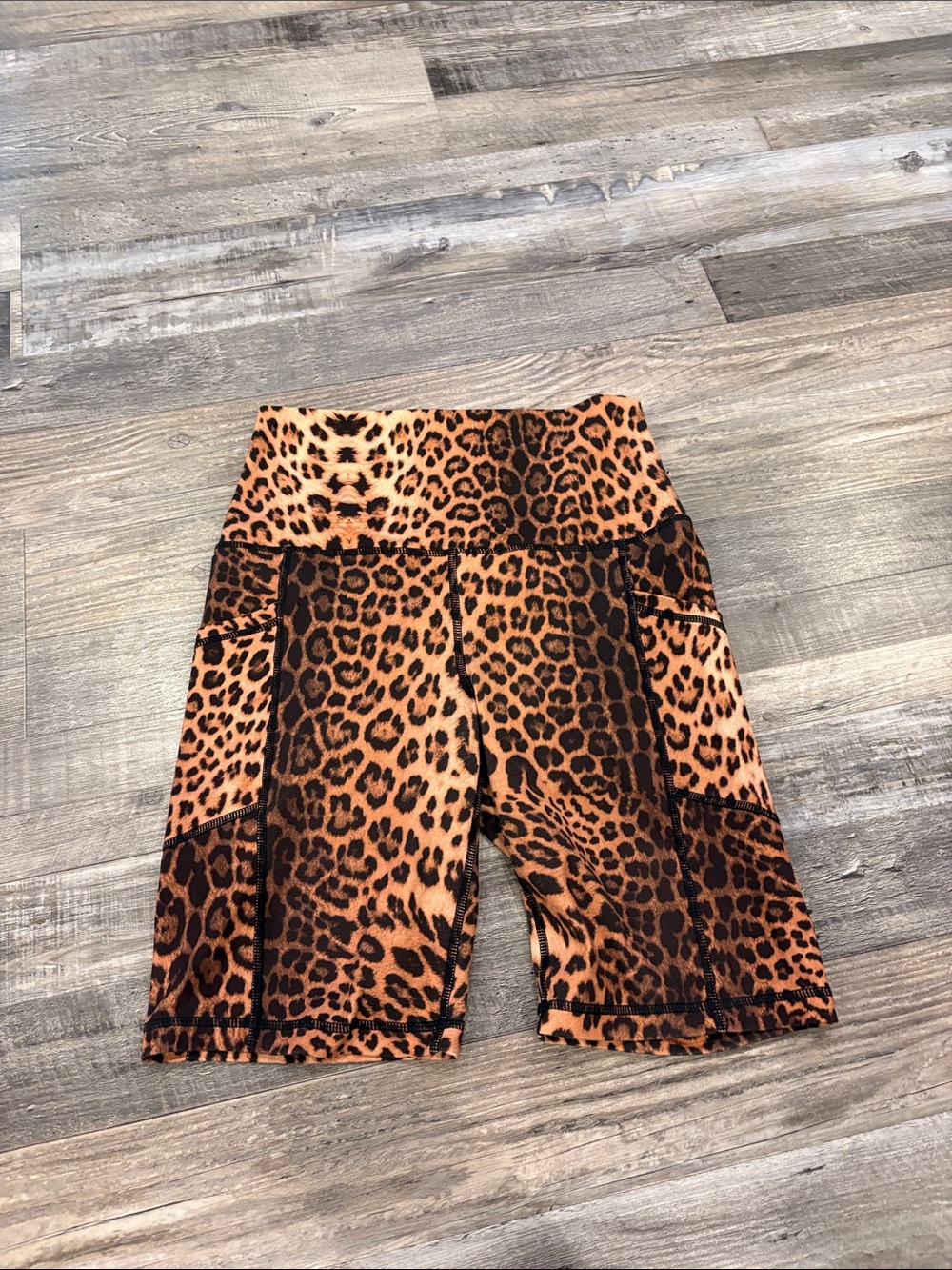 Yogalicious Orange Leopard High-Waist Bike Shorts